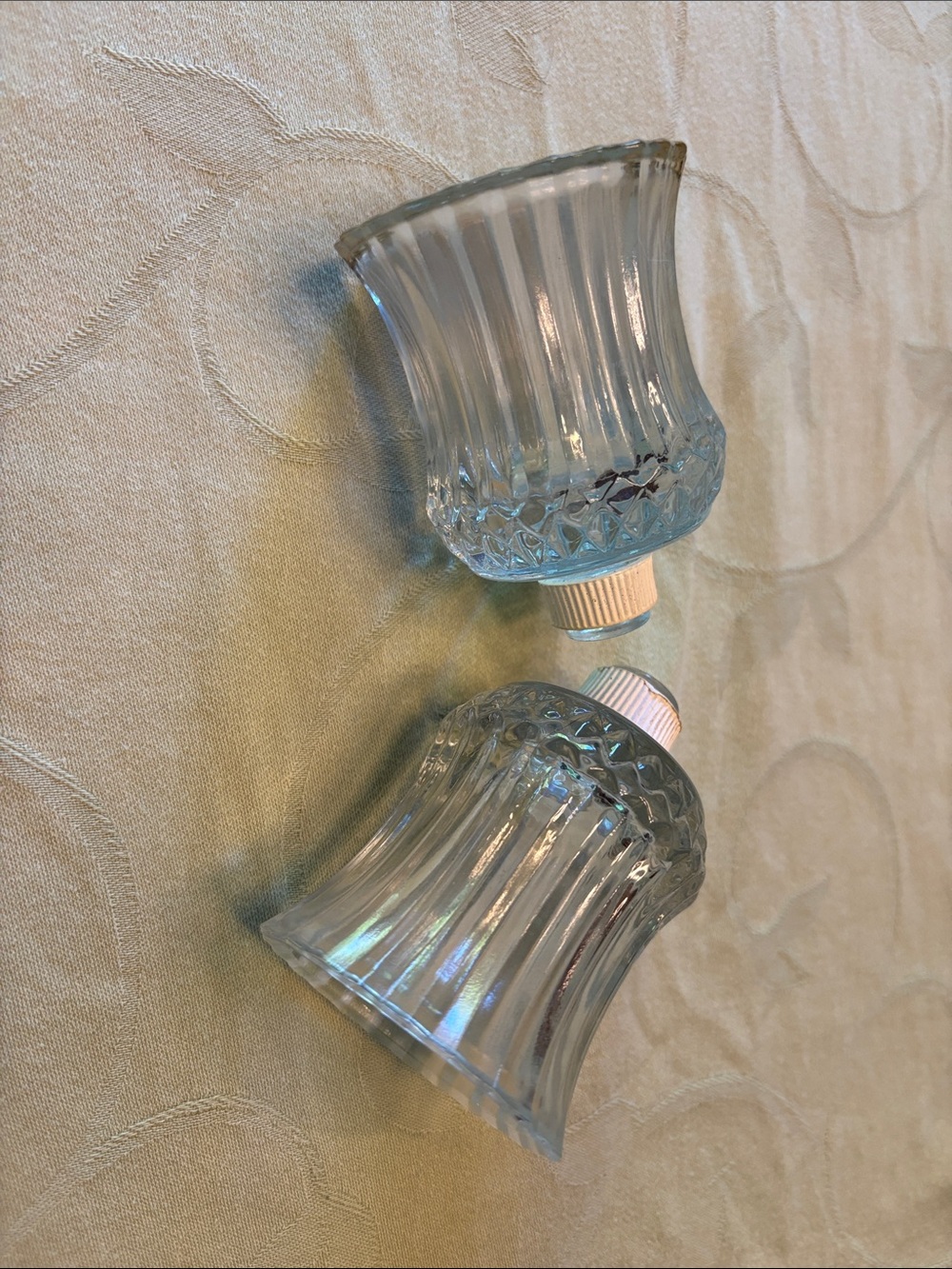 Clear Pressed Glass Peglight - Pair